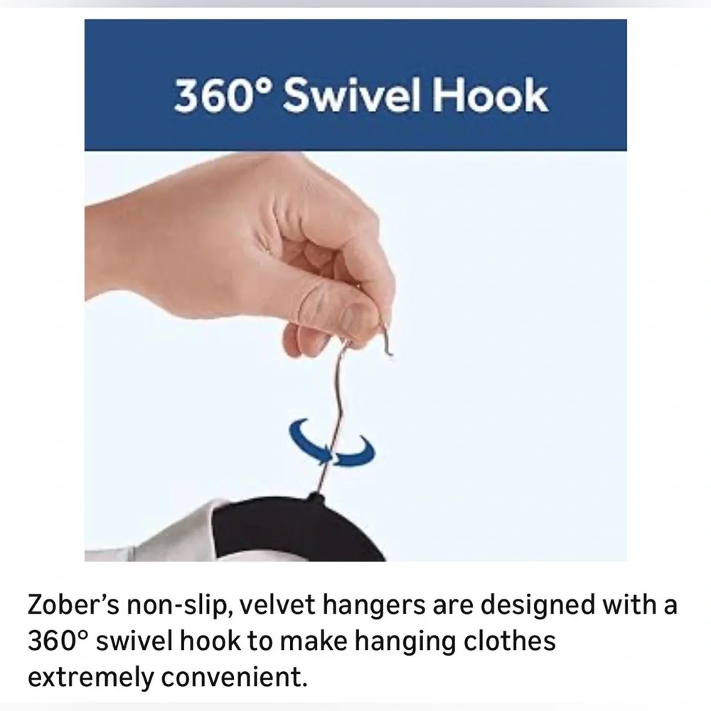 Zober Black Velvet Non-Slip Clothes Hangers | Slim Space-Saving | Box of 50